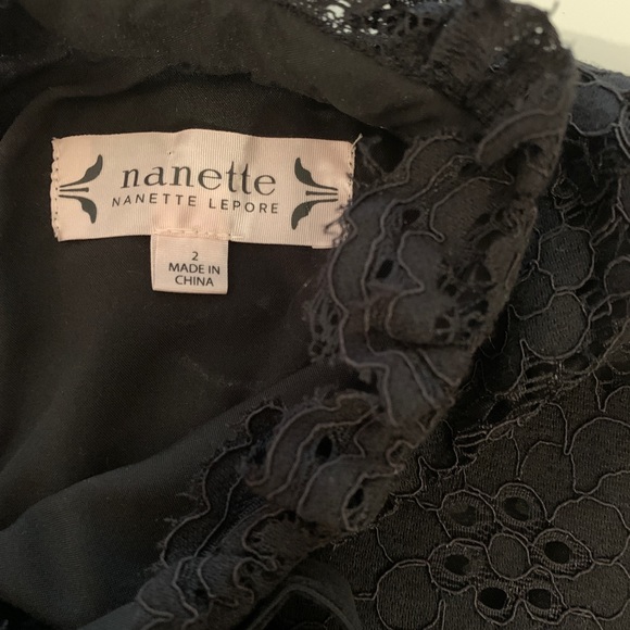 Nanette Lepore Long Sleeve Black Lace Dress Keyhole Front Zip-Back Size 2 - Picture 5 of 8